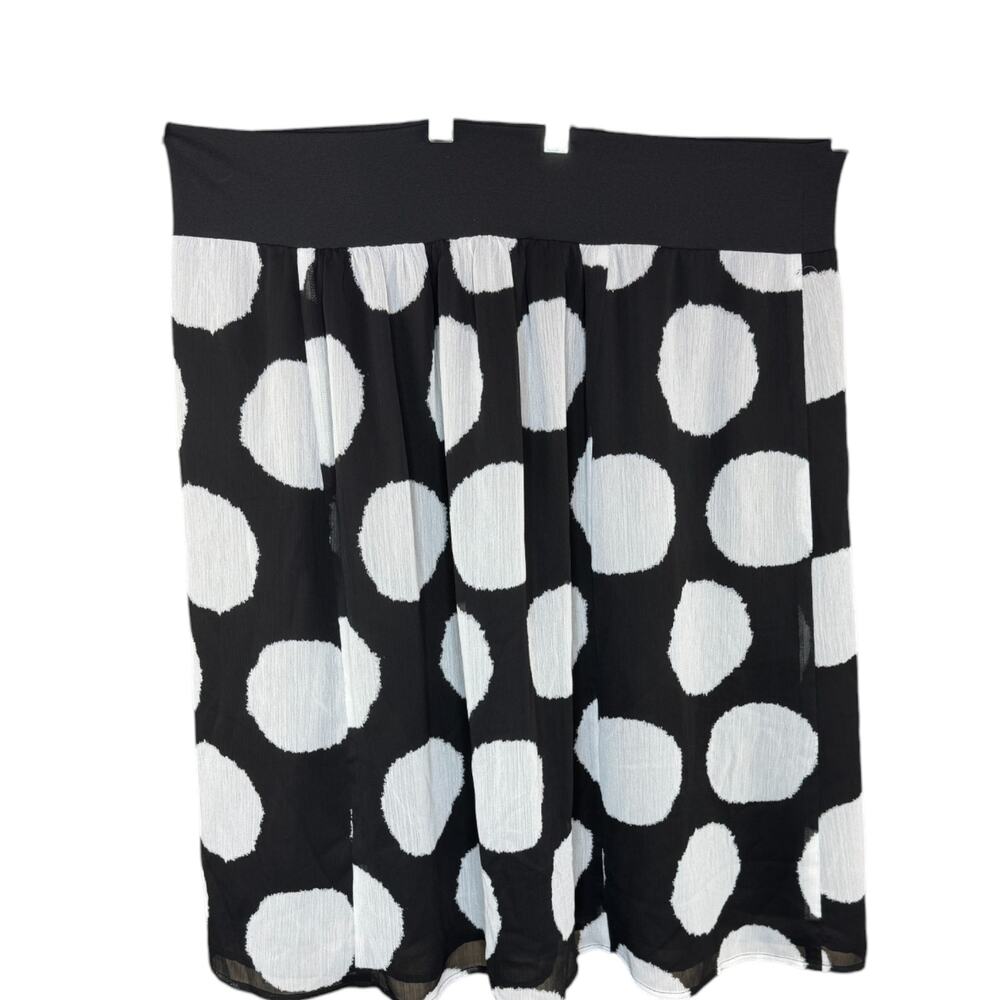 Lane Bryant Women's‎ 20 Black White Polka Dot Flare Knee Length Skirt Stretch